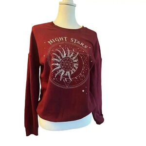 Cold crush sweatshirt night stars long sleeve maroon small